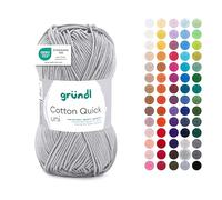 Gründl Laine Cotton Quick uni - laine fine pour crocheter - fil à tricoter - fil à crocheter - brillant et doux pour la peau - 100% coton - 1 pelote 50 g / 125 m - taille d’aiguille 3-4 - moyen