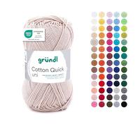 Gründl Laine Cotton Quick uni - laine fine pour crocheter - fil à tricoter - fil à crocheter - brillant et doux pour la peau - 100 % coton - 1 pelote 50 g / 125 m - taille d’aiguille 3 - 4 - sable