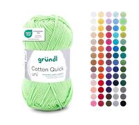 Gründl Laine Cotton Quick uni - laine fine pour crocheter - fil à tricoter - fil à crocheter - brillant et doux pour la peau - 100 % coton - 1 pelote 50 g / 125 m - taille d’aiguille 3 - 4 - kiwi