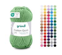 Gründl Laine Cotton Quick uni - laine fine pour crocheter - fil à tricoter - fil à crocheter - brillant et doux pour la peau - 100% coton - 1 pelote 50 g / 125 m - taille d’aiguille 3-4 - sauge