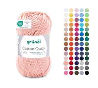 Gründl Laine Cotton Quick uni - laine fine pour crocheter - fil à tricoter - fil à crocheter - brillant et doux pour la peau - 100 % coton - 1 pelote 50 g / 125 m - taille d’aiguille 3 - 4 - abricot