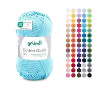 Gründl Laine Cotton Quick uni - laine fine pour crocheter - fil à tricoter - fil à crocheter - brillant et doux pour la peau - 100 % coton - 1 pelote 50 g / 125 m - taille d’aiguille 3 - 4 - bleu bébé