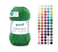 Gründl Laine Cotton Quick uni - laine fine pour crocheter - fil à tricoter - fil à crocheter - brillant et doux pour la peau - 100% coton - 1 pelote 50 g / 125 m - taille d’aiguille 3-4 - fougère