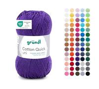 Gründl Laine Cotton Quick uni Fils à tricoter et à crocheter (100 % coton), 1 pelote à 50 g / 125 m, prune