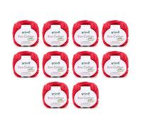 Gründl Laine Eco Cotton - Laine pour crochet - Douce et douce pour la peau - 100% coton biologique - 10 pelotes 50 g / 105 m - Taille des aiguilles 3,5-4,5 - Rouge cerise