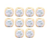 Gründl Laine Eco Cotton - Laine pour crochet - Laine pour tricot - Fil à crochet - Douce et douce pour la peau - 100% coton bio - 10 pelotes de 50 g / 105 m - Taille des aiguilles 3,5 à 4,5 - Jaune