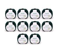 Gründl Laine Eco Cotton - Laine pour crochet - Laine pour tricot - Fil à crochet - Douce et douce pour la peau - 100% coton bio - 10 pelotes de 50 g / 105 m - Taille des aiguilles 3,5 à 4,5 - Vert