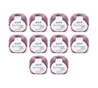 Gründl Laine Eco Cotton - Laine pour crochet - Laine pour tricot - Fil à crochet - Douce et douce pour la peau - 100% coton bio - 10 pelotes de 50 g / 105 m - Taille des aiguilles 3,5 à 4,5 - Mauve