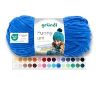 Gründl Laine Funny uni Laine chenille 1 pelote 100 g, Bleu royal