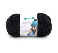 Gründl Laine Funny uni Laine chenille 1 pelote 100 g, Noir | laine chenille douce pour crocheter - douillette et douce pour la peau - 100 % polyester - 100 g / 120 m