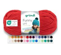 Gründl Laine chenille Funny uni – 100% polyester, 100 g/120 m, aig. 5–6, Rouge cerise