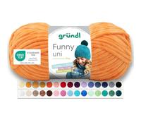 Gründl Laine Funny uni - laine chenille douce pour crocheter - douillette et douce pour la peau - 100% polyester - 1 pelote 100 g / 120 m - taille d’aiguille 5 - 6 - safran