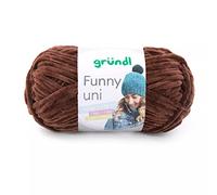 Gründl Laine Funny Uni - Laine chenille douce pour crochet - Confortable et agréable pour la peau - 100% polyester - 1 pelote de 100 g / 120 m - Aiguilles 5-6 - Marron