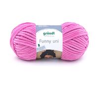 Gründl Laine Funny Uni - Laine chenille douce pour crochet - Douce et douce pour la peau - 100% polyester - 1 pelote de 100 g / 120 m - Pour aiguilles 5-6 - Fuchsia