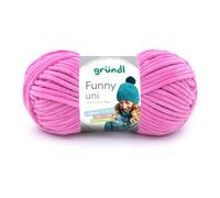 Gründl Laine Funny uni - laine chenille douce pour crocheter - douillette et douce pour la peau - 100% polyester - 1 pelote 100 g / 120 m - taille d’aiguille 5 - 6 - fuchsia