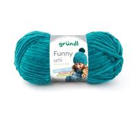 Gründl Laine Funny uni - laine chenille douce pour crocheter - douillette et douce pour la peau - 100% polyester - 1 pelote 100 g / 120 m - taille d’aiguille 5 - 6 - pétrole