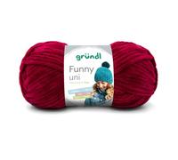 Gründl Laine Funny uni - laine chenille douce pour crocheter - douillette et douce pour la peau - 100% polyester - 1 pelote 100 g / 120 m - taille d’aiguille 5 - 6 - bordeaux