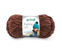Gründl Laine Funny uni - laine chenille douce pour crocheter - douillette et douce pour la peau - 100% polyester - 1 pelote 100 g / 120 m - taille d’aiguille 5 - 6 - brun