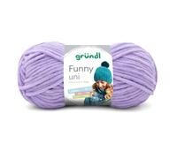 Gründl Laine Funny uni - laine chenille douce pour crocheter - douillette et douce pour la peau - 100% polyester - 1 pelote 100 g / 120 m - taille d’aiguille 5 - 6 - lavande