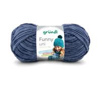 Gründl Laine Funny uni - laine chenille douce pour crocheter - douillette et douce pour la peau - 100% polyester - 1 pelote 100 g / 120 m - taille d’aiguille 5 - 6 - jeans