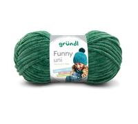 Gründl Laine Funny uni - laine chenille douce pour crocheter - douillette et douce pour la peau - 100% polyester - 1 pelote 100 g / 120 m - taille d’aiguille 5 - 6 - vert foncé
