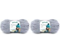 Gründl Laine Funny uni - laine chenille douce pour crocheter - douillette et douce pour la peau - 100% polyester - 1 pelote 100 g / 120 m - taille d’aiguille 5 - 6 - gris clair (Lot de 2)