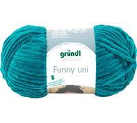 Gründl Laine Funny uni - laine chenille douce pour crocheter - douillette et douce pour la peau - 100% polyester - 1 pelote 100 g / 120 m - taille d’aiguille 5 - 6 - pétrole