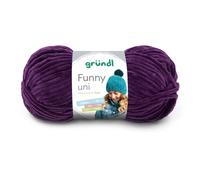 Gründl Laine Funny uni - laine chenille douce pour crocheter - douillette et douce pour la peau - 100% polyester - 1 pelote 100 g / 120 m - taille d’aiguille 5 - 6 - aubergine