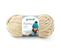 Gründl Laine Funny uni - laine chenille douce pour crocheter - douillette et douce pour la peau - 100% polyester - 1 pelote 100 g / 120 m - taille d’aiguille 5 - 6 - beige