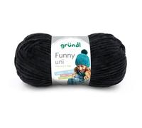 Gründl Funny Uni Fil à tricoter et crochet (fil chenille velouté 100% polyester, 100 g/120 m, taille des aiguilles 5-6, 1 x 100 g) Noir