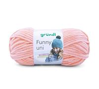 Gründl Laine Funny uni - laine chenille douce pour crocheter - douillette et douce pour la peau - 100% polyester - 1 pelote 100 g / 120 m - taille d’aiguille 5 - 6 - abricot