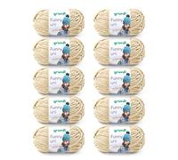 Gründl Laine Funny uni - laine chenille douce pour le crochet - moelleuse et respectueuse de la peau - 100% polyester - 10 pelotes 100 g / 120 m - taille d’aiguille 5-6 -beige