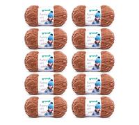Gründl Funny uni, fil pour aiguilles & crochet (fil chenille à l’aspect velouté 100% polyester, 10 x 100 g / 120 m, grosseur d’aiguilles n° 5 à 6, 10 x 100 g), brun clair