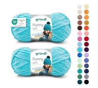 Gründl Laine Funny uni - laine chenille douce pour le crochet - moelleuse et respectueuse de la peau - 100% polyester - 2 pelotes 100 g / 120 m - taille d’aiguille 5-6 -Turquoise