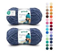 Gründl Laine Funny uni - laine chenille douce pour le crochet - moelleuse et respectueuse de la peau - 100% polyester - 2 pelotes 100 g / 120 m - taille d’aiguille 5-6 -jeans