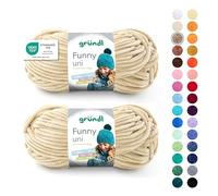 Gründl Laine Funny uni - laine chenille douce pour le crochet - moelleuse et respectueuse de la peau - 100% polyester - 2 pelotes 100 g / 120 m - taille d’aiguille 5-6 -beige