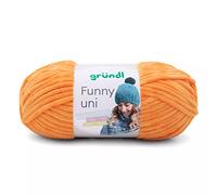 Gründl Laine Funny unie - Laine chenille douce pour crochet - Douce et douce pour la peau - 100% polyester - 1 pelote de 100 g / 120 m - Taille des aiguilles 5-6 - Safran