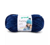 Gründl Laine Funny unie - Laine chenille douce pour crochet - Douce et douce pour la peau - 100% polyester - 1 pelote de 100 g / 120 m - Pour aiguilles 5-6 - Bleu marine
