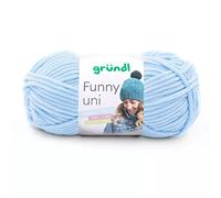 Gründl Laine Funny unie - Laine chenille douce pour crochet - Douce et douce pour la peau - 100% polyester - 1 pelote de 100 g / 120 m - Taille des aiguilles 5-6 - Bleu pastel