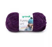 Gründl Funny Uni Fil à tricoter et crochet (fil chenille velouté 100% polyester, 100 g/120 m, taille des aiguilles 5-6, 1 x 100 g) Aubergine