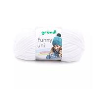 Gründl Laine Funny unie - Laine chenille douce pour crochet - Douce et douce pour la peau - 100% polyester - 1 pelote de 100 g / 120 m - Pour aiguilles 5-6 - Blanc