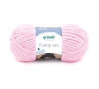 Gründl Funny Uni Fil à tricoter et crochet (fil chenille velouté 100% polyester, 100 g/120 m, taille des aiguilles 5-6, 1 x 100 g) Rose pastel