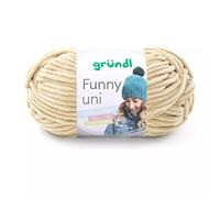 Gründl Laine Funny unie - Laine chenille douce pour crochet - Douce et douce pour la peau - 100% polyester - 1 pelote de 100 g / 120 m - Taille des aiguilles 5-6 - Beige