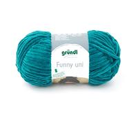 Gründl Laine Funny unie - Laine chenille douce pour crochet - Douce et douce pour la peau - 100% polyester - 1 pelote de 100 g / 120 m - Pour aiguilles 5-6 - Bleu pétrole