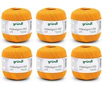 Gründl Laine Häkelgarn 100 Fil à crocheter 6 x 100 g, Orange