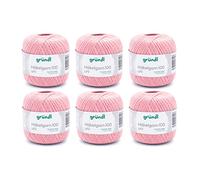 Gründl Laine Häkelgarn 100 - Laine Fine Estivale pour Le Crochet - Brillante et Lavable - Fil de Coton - 100% Coton - 6 pelotes 100 g / 566 m - Taille d’Aiguille 1,5 - 2 - Saumon Clair