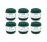 Gründl Laine Häkelgarn 100 (Fil à Crocheter en 100% Coton mercerisé, 100 g / 566 m, Taille d'aiguille : 1,5-2, 6 x 100 g), Vert Sapin