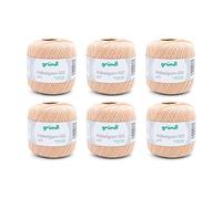 Gründl Fil à crochet 100 uni (fil de coton mercerisé pour le crochet en 100 % coton, 100 g / 566 m, taille d'aiguille : 1,5 - 2, 6 x 100 g), Sand
