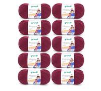 Gründl Laine Happy uni (Fil à tricoter/Fil à crocheter anti-pilling à 100% en polyacrylique), fil à tricoter 10 x 100 g/ 250 m, bordeaux