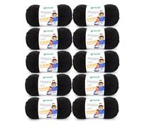 Gründl Laine Happy uni (Fil à Tricoter/Fil à Crocheter Anti-Pilling à 100% en polyacrylique), Fil à Tricoter 10 x 100 g/ 250 m, Noir